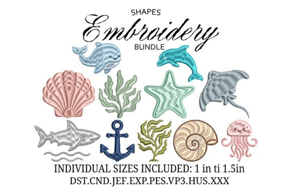 Download Set Mini Sea Animals Embroidery - Mini Collection