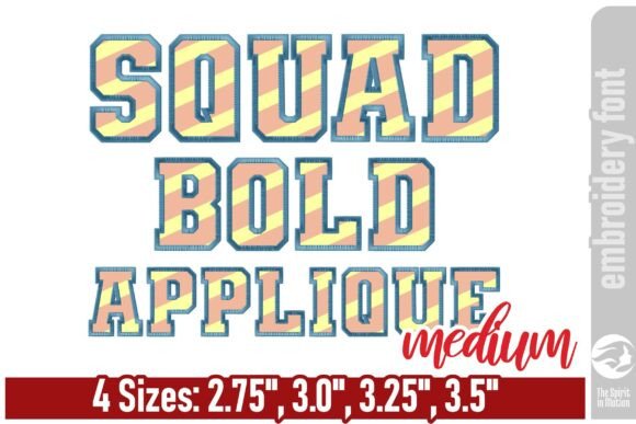 Download Squad Bold Applique Embroidery Font - M - Applique embroidery Collection