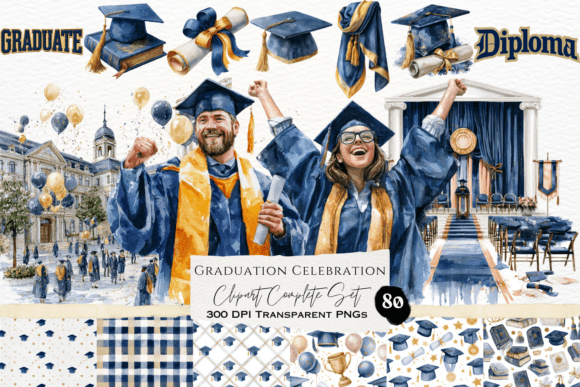 Download Graduation Celebration Watercolor Set - Premium Resources